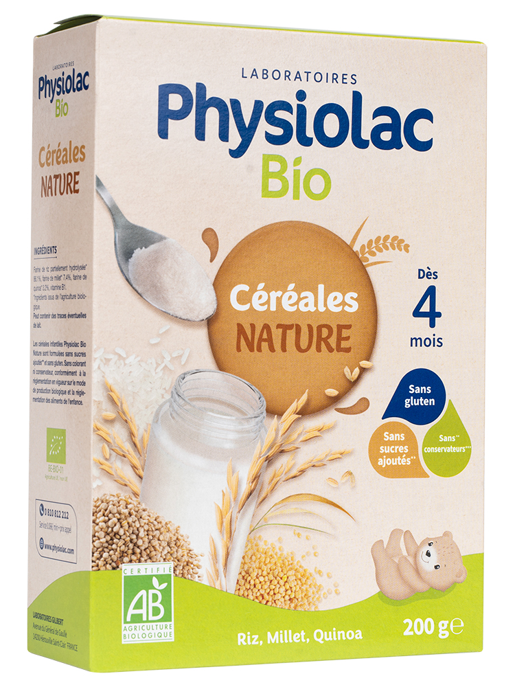 Physiolac Bio Céréales Nature Dès 4 Mois 200 g